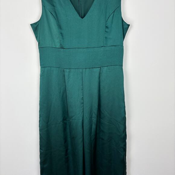 Sugar Lips Green Sleeveless v-neck wide leg jumpsuit Small holiday event evening - Picture 3 of 9